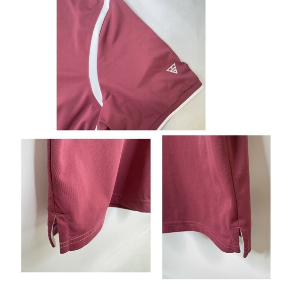 Maelreg Men's Performance‎ Golf Polo  Shirt Burgundy/White Short Sleeve 2XL - Picture 6 of 16